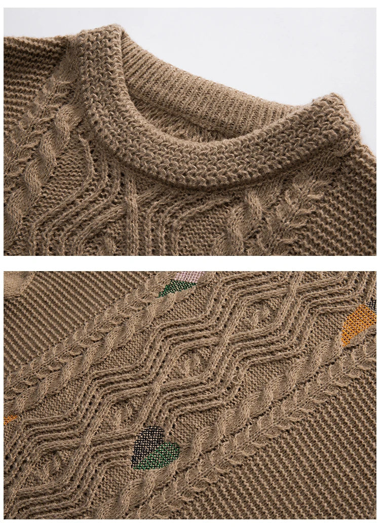 grunge knit sweater with heavyweight fabric, layered urban look for cold weather, street fashion menswear trend for seasonal 