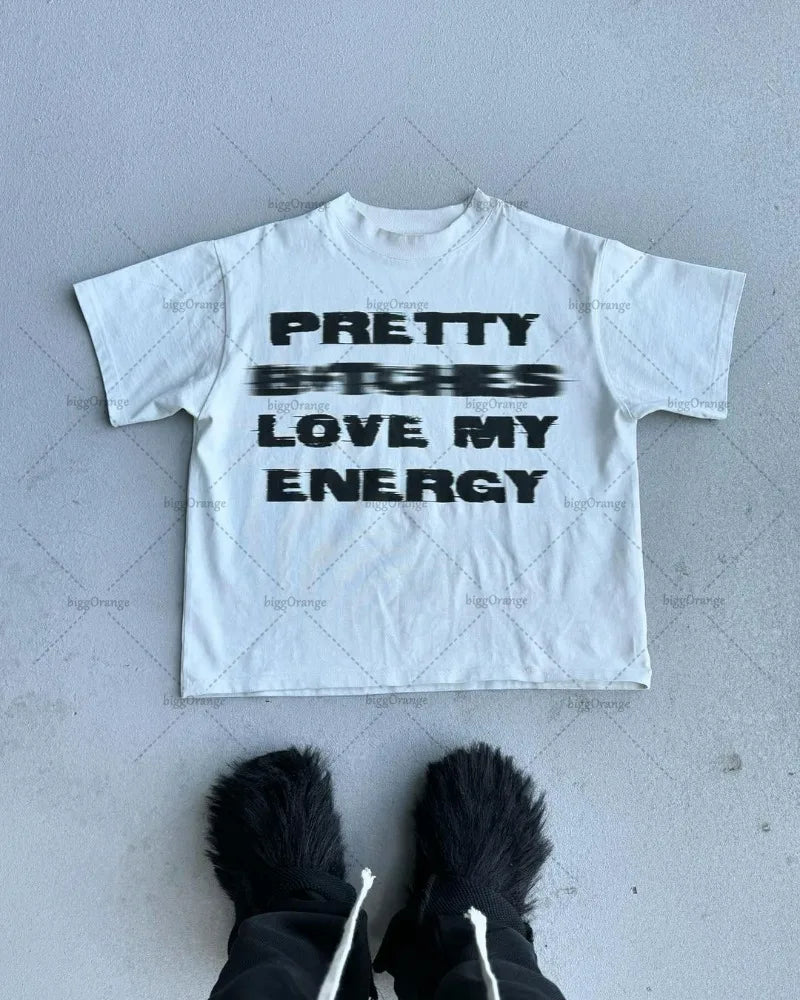2024 Y2k Harajuku Retro Oversized Short Sleeve Men Letter Cartoon Print T-Shirt High Street Trendy Versatile Clothing Women