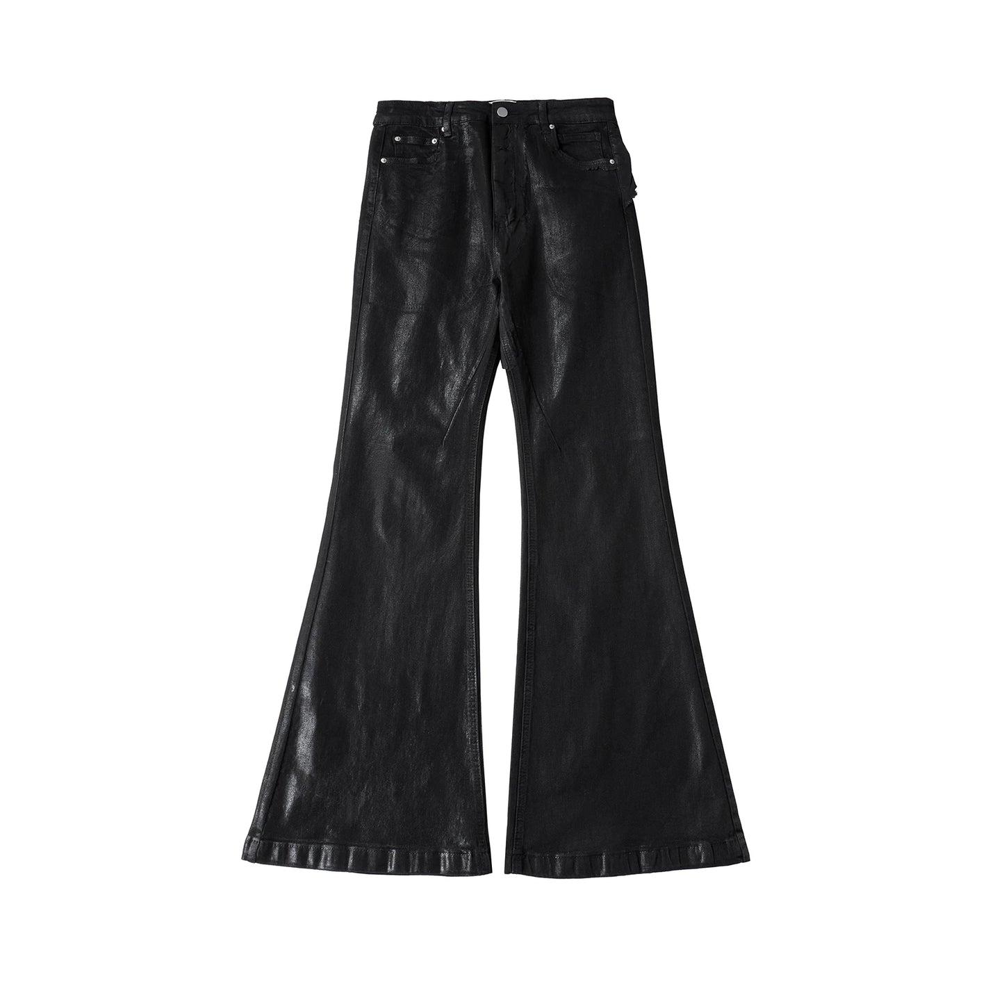 y2k streetwear wax leather strecth jeans for men and women ropa hombre baggy flare pants oversized straight denim trousers 1 ripped baggy denim