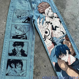 y2k baggy jeans harajuku print pattern streetwear fashion hip hop men women high waisted casual wide leg jeans anime clothes vintage washed jeans
