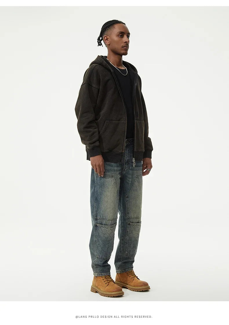 men streetwear fashion loose casual plus size denim harem jeans pant cityboy retro splice pocket cargo jeans trousers 40 38 unique cargo style 3198