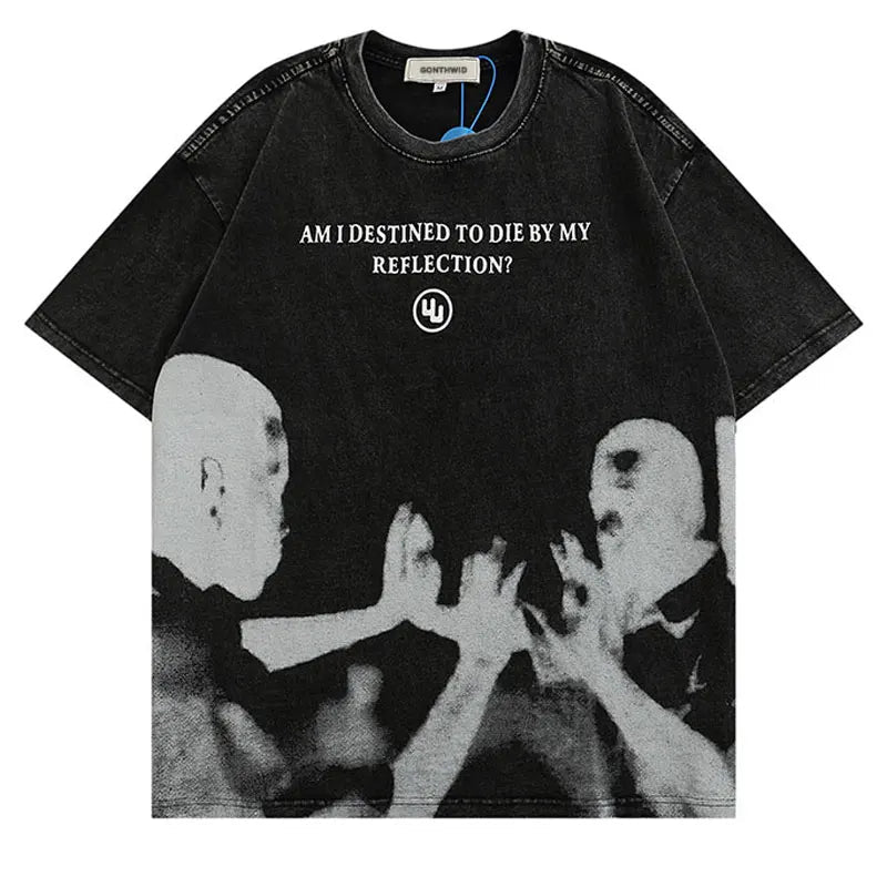 Glitchcore Fashion – Mens Punk T Shirt Streetwear Hip Hop Vintage Retro Graphic P – Modern Streetwear for Everyone