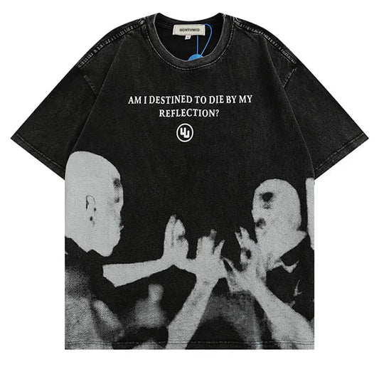 Glitchcore Fashion – Mens Punk T Shirt Streetwear Hip Hop Vintage Retro Graphic P – Modern Streetwear for Everyone