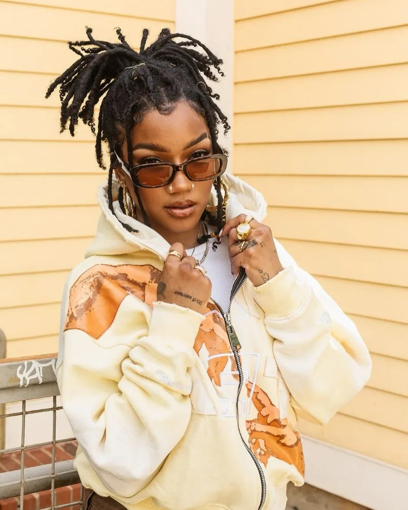 2024 American Trendy Brand Fashion Letter Palm Print Oversized Hoodie