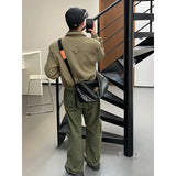 high street y2k men set casual loose lapel jacket hip hop multi pocket overalls 2 piece spring autumn fashion couple suit trend unique default style 4583
