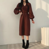 Winter Dress Long Elegant Splicing Stripes Y2k Knitted Dress Women Koean Fashion Long Sleeve Dresses Female Club Party Vestidos