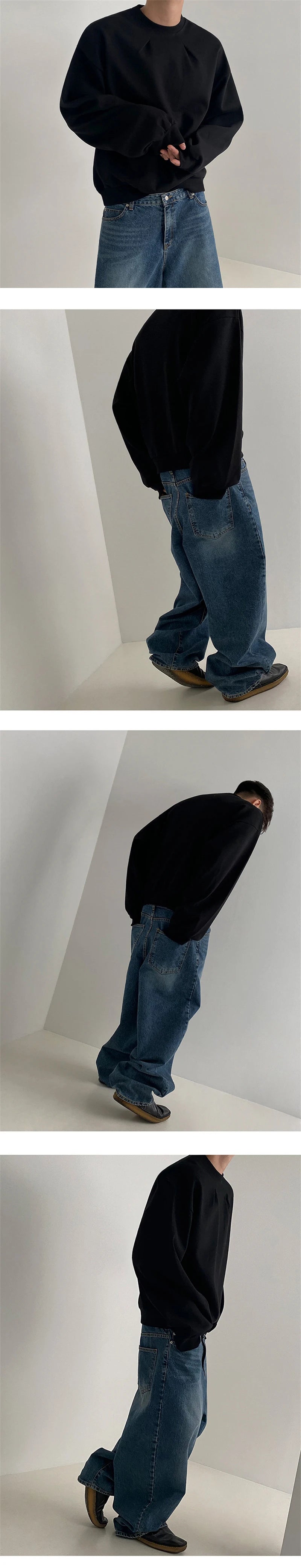 2024 Korean Fashion Crewneck Sweatshirts For Men Casual Design Pullover Y2K