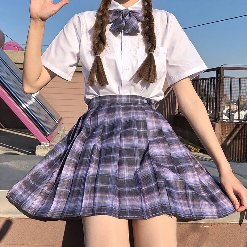 Jk Uniforms Gyaru School Uniform for Girl Student Pleated Skirt Uniform Set Women Short Sleeve Bow Tie Seifuku Japanese Style