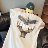 Dove Of Freedom Graphic Printed Men's Crewneck Hoodies Hip Hop Fashion Pullover Sweatshirts Hombre Y2K