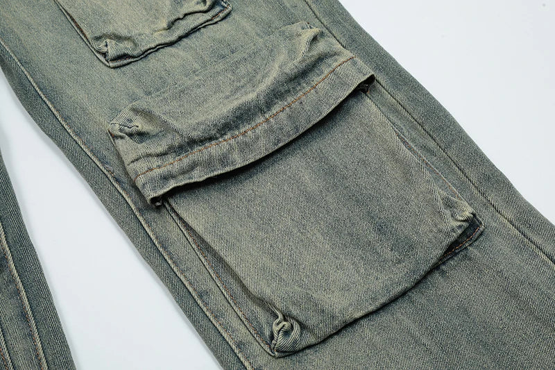 hip hop cargo denim pants streetwear plain denim pants mens harajuku cotton casual joggers jeans loose straight pants trousers unique joggers style 3866