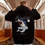 Y2K Streetwear Anime Shark Printed Hoodies For Men Autumn Oversized