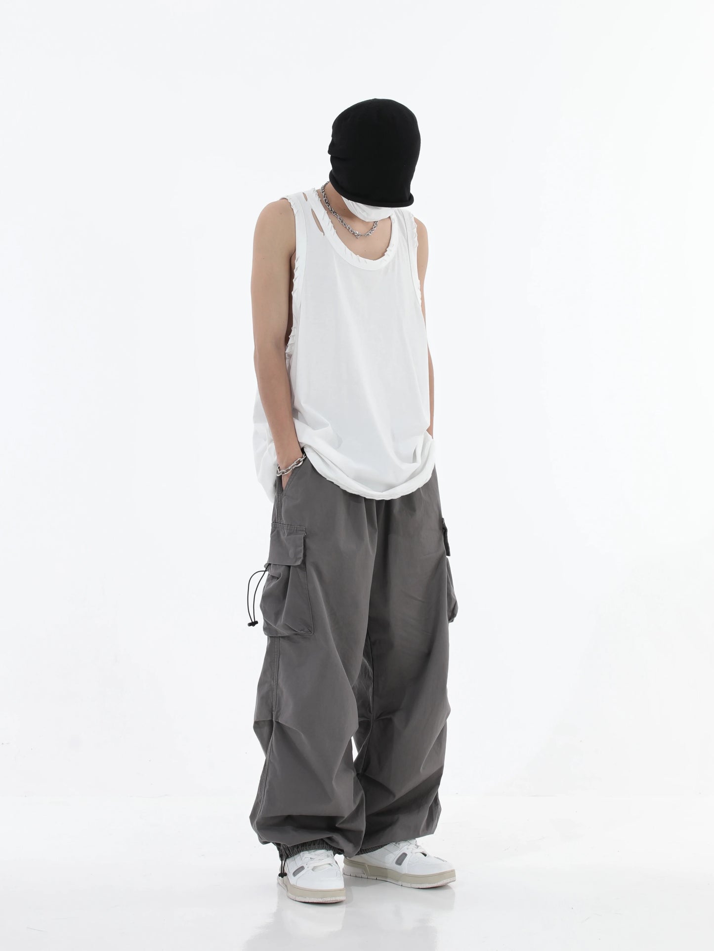 hip hop loose fit elastic waist pants fashion side pocket pants streetwear mens new spring summer casual baggy pants joggers unique joggers style 449
