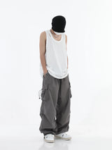 hip hop loose fit elastic waist pants fashion side pocket pants streetwear mens new spring summer casual baggy pants joggers unique joggers style 449