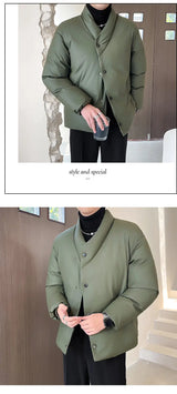 Winter Leather Jacket Men Korean Streetwear Fashion Loose Casual Business Retro Leather Padded Cotton Parkas Jacket Warm Coat