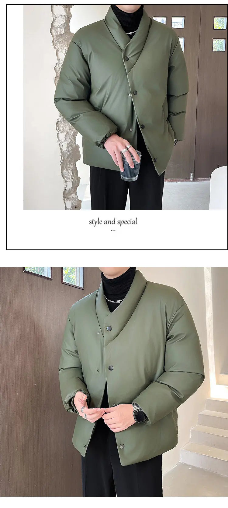 Winter Leather Jacket Men Korean Streetwear Fashion Loose Casual Business Retro Leather Padded Cotton Parkas Jacket Warm Coat
