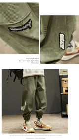 autumn spring men corduroy pants casual jogging sweatpants hip hop fashion streetwear joggers trousers y2k baggy pantalones unique joggers style 3608