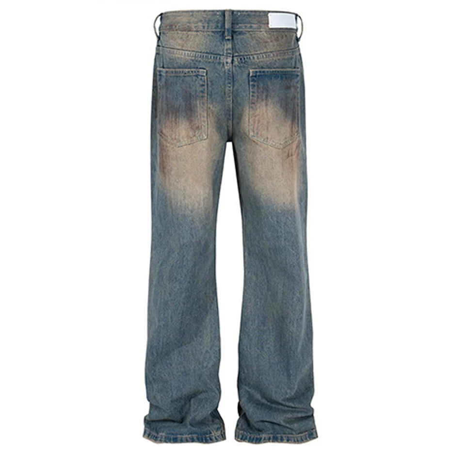 vintage blue dirty baggy jeans men hi street straight denim pants streetwear hip hop loose jeans trousers unique jeans style 1433