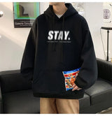 New In Letter Stay Print Sweatshirts Men Casual Vintage Fleece Pullover