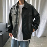 2023 Autumn New Leather Clothing Men Tooling Jacket Fashion Loose Motorcycle Clothing PU Leather Jacket Boutique Clothing