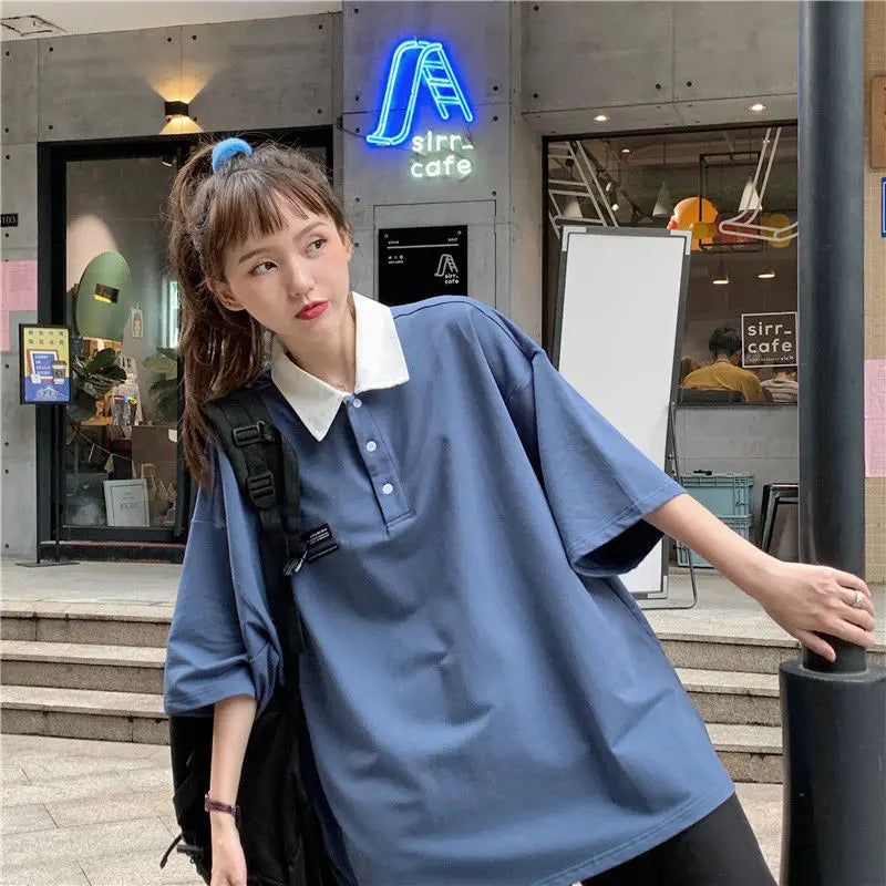 Vaporwave Chrome logo – Pure Cotton Hong Kong Style Pure Cotton Polo Shirt Short Sle