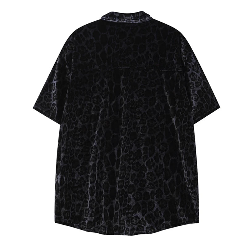 Harajuku Vintage t-shirt – Velvet Leopard Short Sleeve T Shirt Short Sets Summer Mens H