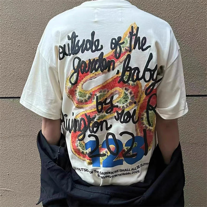 vaporwave aesthetic print tee featuring vintage summer rrr123 foam letter print loose casual t shirt tops