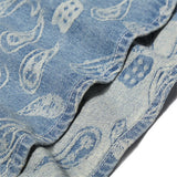 New 2022 Men luxurious Paisley West Coast CRIPS Bloods Fashion Denim Casual Shirts Shirt high Pocket Short-sleeves S 2XL #A630