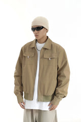 mens soild color jacket and coat casual zipper bomber jackets with pocket high street cargo outerwear short homme men clothin - variant style b1ac98 for streetwear fashion