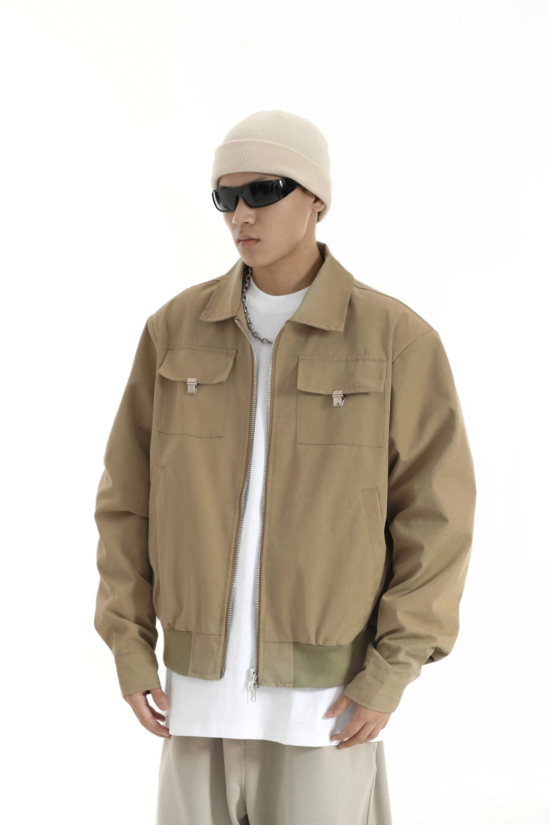 mens soild color jacket and coat casual zipper bomber jackets with pocket high street cargo outerwear short homme men clothin - variant style b1ac98 for streetwear fashion