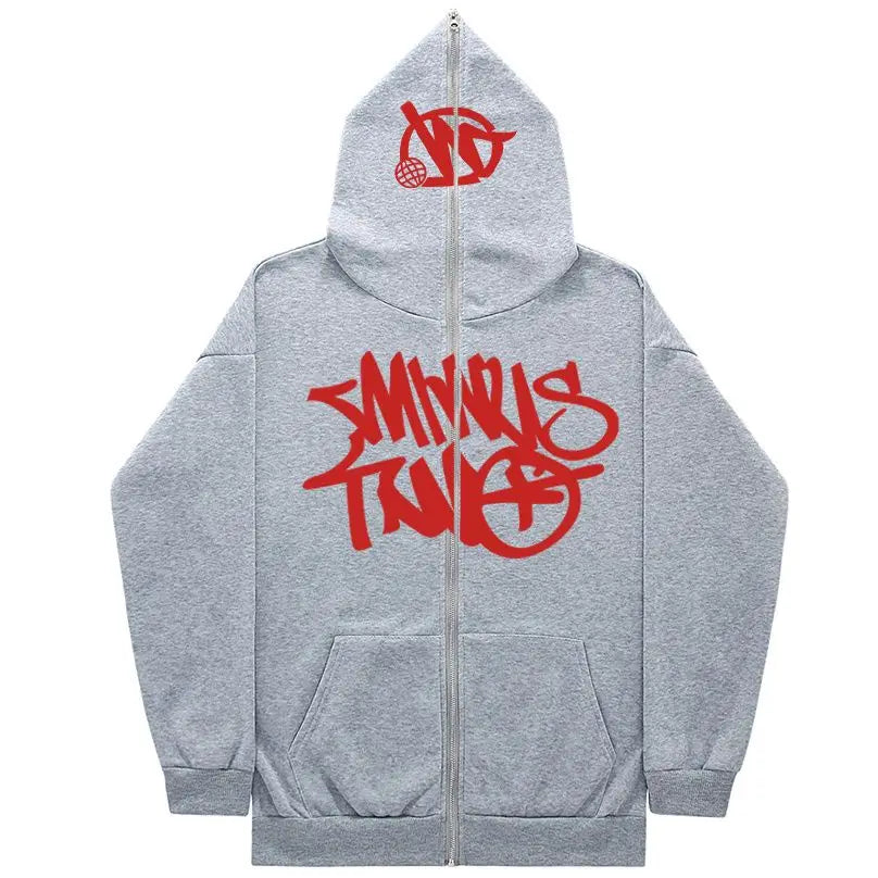Retro Ins Zipper Sweatshirt Men's Hooded Loose Trendy Casual Y2K Versatile