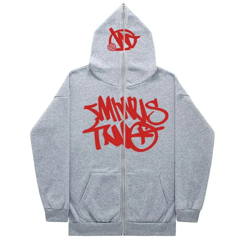 New American Retro Ins Zipper Sweatshirt Men's Hooded Loose Trendy Casual Y2K Versatile Autumn and Winter Super Hot Sweatshirt