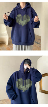 Autumn New Love Graphic Print Hoody Sweatshirts Man Hip Hop Oversized