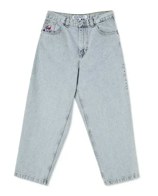 retro blue hip hop big boy jeans y2k pants streetwear gothic cartoon embroidery baggy jeans punk rock high waist wide trouser vintage washed jeans