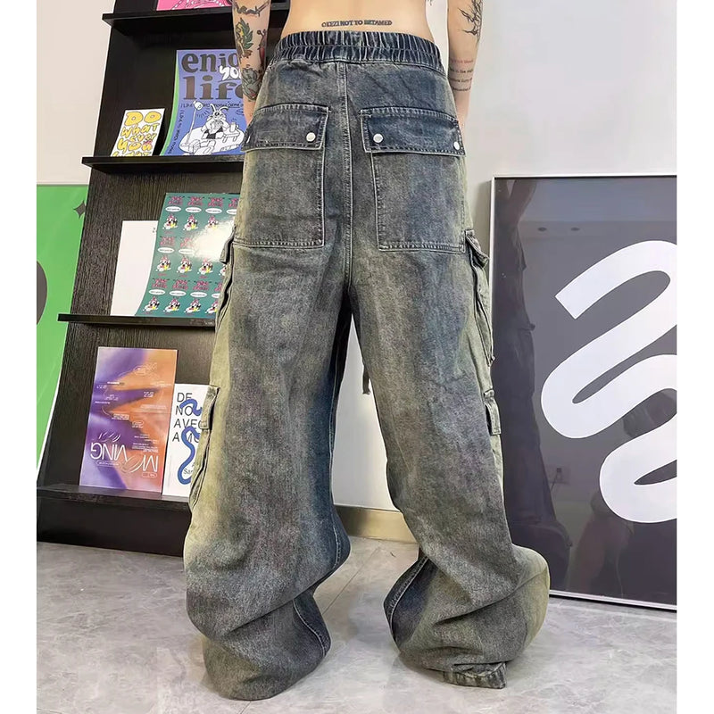 baggy jeans side pocket loose denim pants men luxury designer fashion harajuku streetwear baggy jeans trousers stacked flare jeans