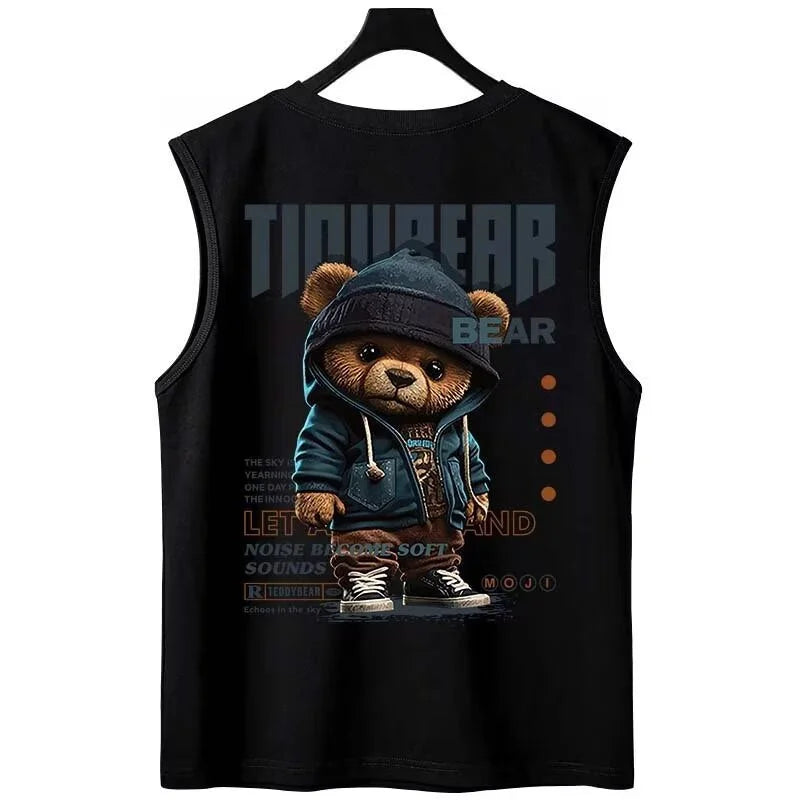 Harajuku Tribal flames – Gothic Punk Bear Print Tank Tops For Men Hip Hop Oversized S