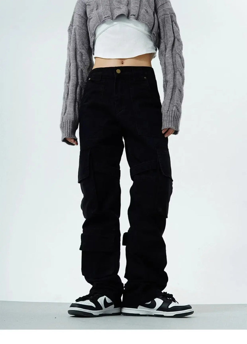 couple cargo pants hip hop high street retro american style vintage multi pocket casual pants 2024 new style streetwear y2k jean unique cargo style 1944