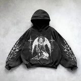 Oversized Sweatshirt Shining Angel Hoodies Women Goth New Couples Goth