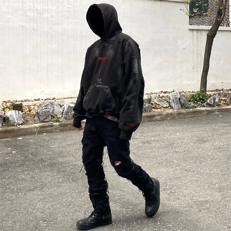 leather varsity streetwear knit with bold stitching, fall/winter pullover for urban outfits, men’s streetwear clothing piece 