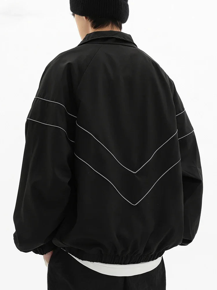 retro baseball bomber, cold season style, for men, fall streetwear outfit, oversized style, layered fashion, modern aesthetic