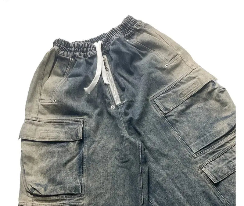2024 brand new rick denim zipper pocket fit straight pant jeans cotton denim pants comfort casual jeans size s m l u37 ripped baggy denim
