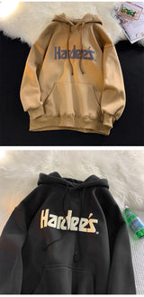 Trendy Personalized Pure Cotton Men's Hooded Sweatshirt New American Style Y2K Simple Loose Retro Thickened Jacket Tops