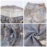 new 3d chain printed baggy jeans for men and women casual baggy straight denim pants high street wide leg y2k blue jean urban skinny jeans