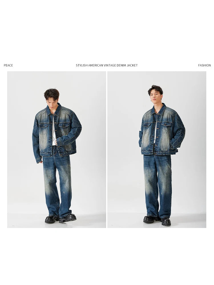urban fashion featuring 2024 spring autumn new oversized armor padded jean coat for men turtle shell ripped denim jacket for men super size clothes design – premium quality jacket for men
