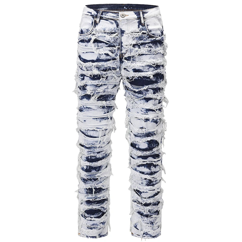 men distressed ripped destroied denim jean pants new fashion patchwork biker jeans streetwear slim pants jogger y2k men s jeans casual joggers