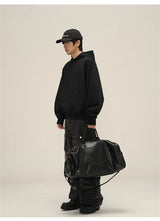 Punk goth hoodie with barbed wire and skull designs