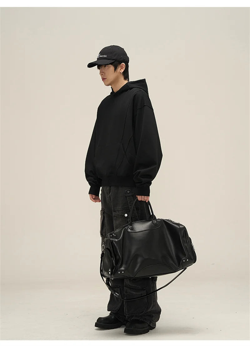 Punk goth hoodie with barbed wire and skull designs