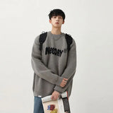 grunge oversized knit streetwear piece for layered look and winter street fits, ideal for men’s fashion and seasonal streetwe