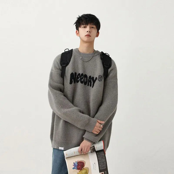 grunge oversized knit streetwear piece for layered look and winter street fits, ideal for men’s fashion and seasonal streetwe