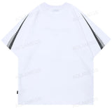 Vaporwave Tribal flame – Streetwear Men Oversized Tshirts Black White Splicing Graphi