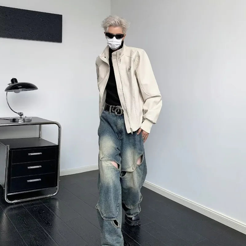 grunge street bomber, modern fit for men, oversized fit